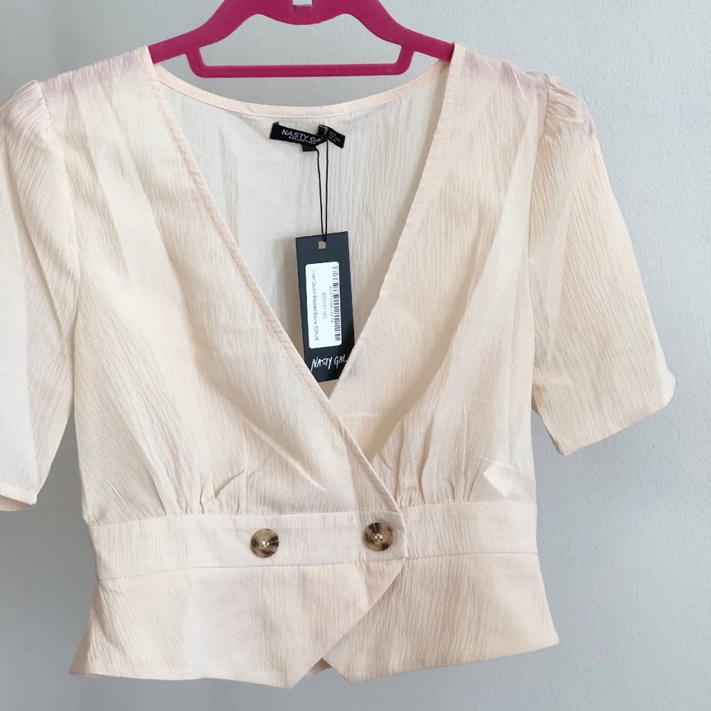 NASTY GAL Linen Crop Top